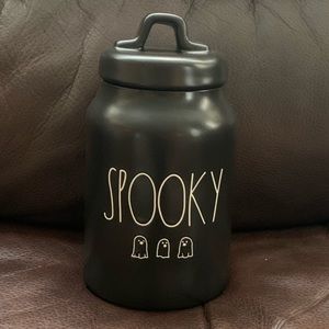 Rae Dunn SPOOKY Ghosts Halloween Canister - Black Matte